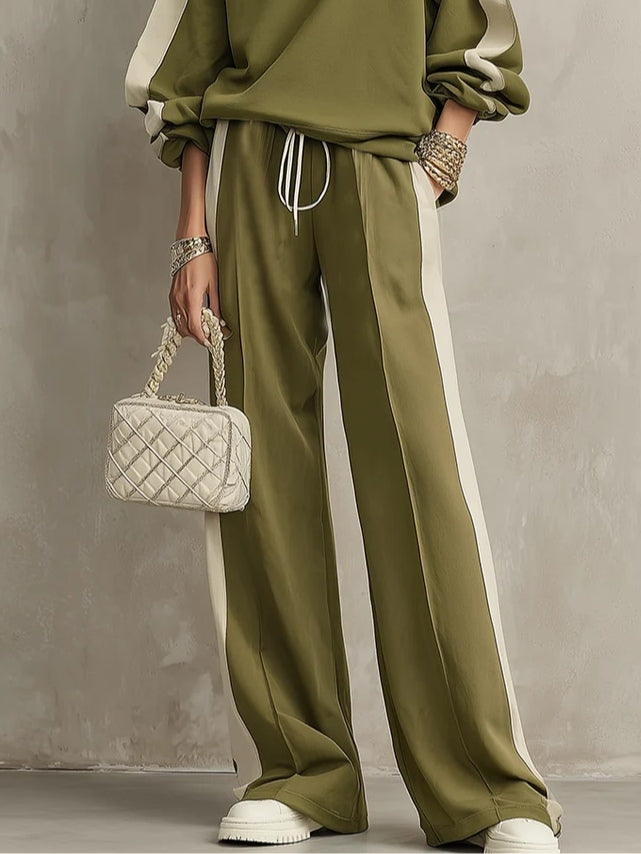 Sonia | Ensemble décontracté vert olive avec sweat-shirt et pantalon large