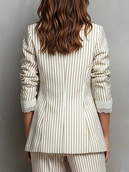 Blazer rayé vintage à manches courtes