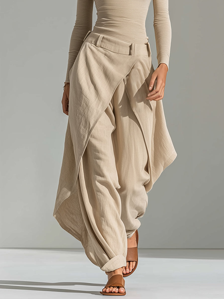 Giuliana | Ensemble beige à col bateau et pantalon large