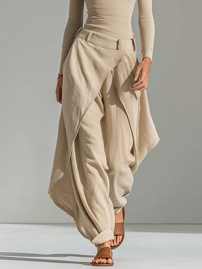 Giuliana | Ensemble beige à col bateau et pantalon large