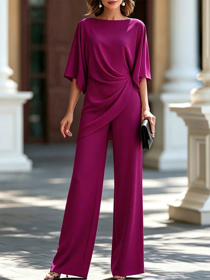 Gabriella | Ensemble Blouse Drapée et Pantalon Large