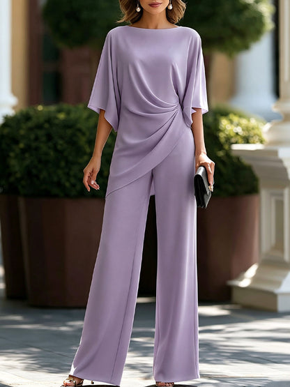 Gabriella | Ensemble Blouse Drapée et Pantalon Large