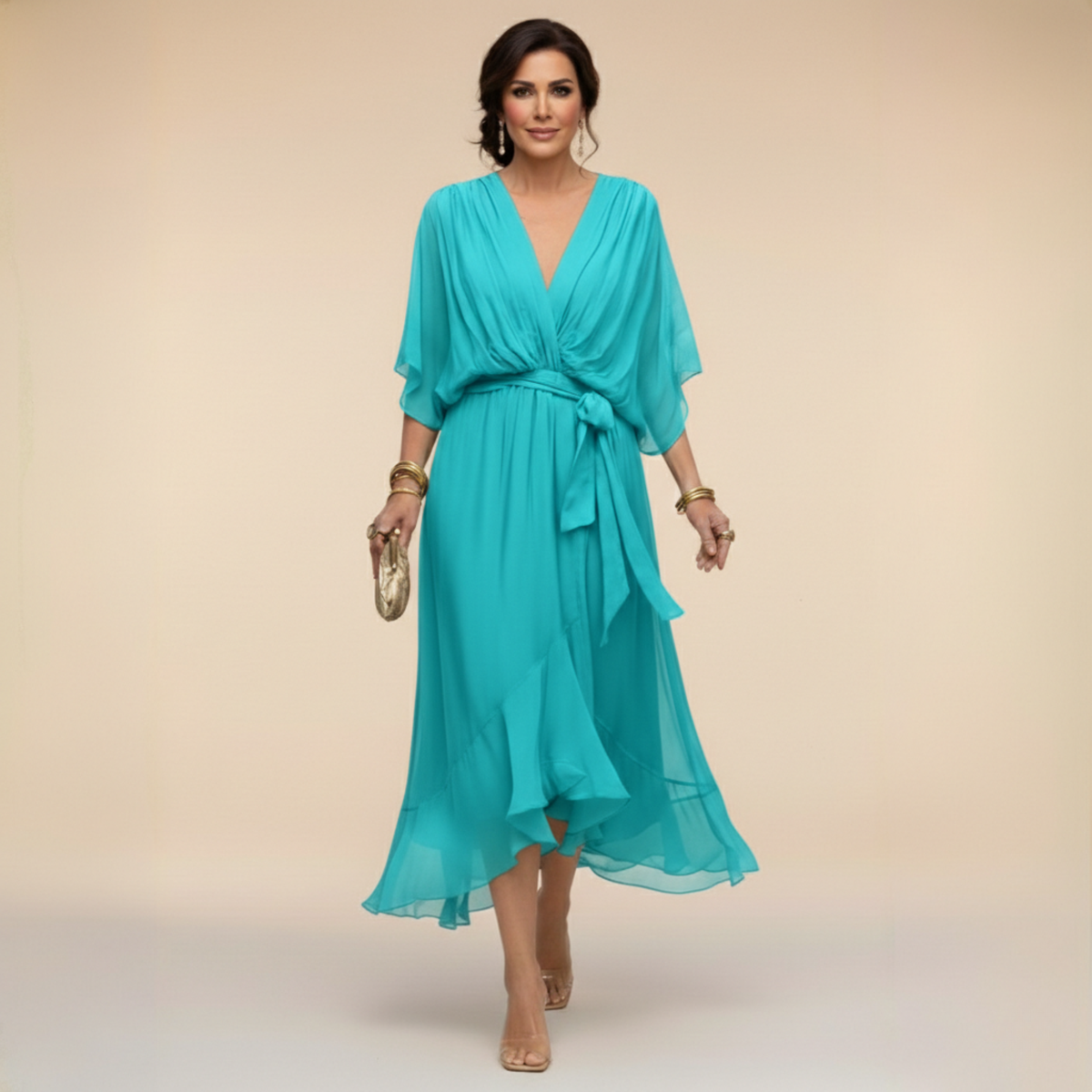 Monica™ Robe Élégante à Col en V