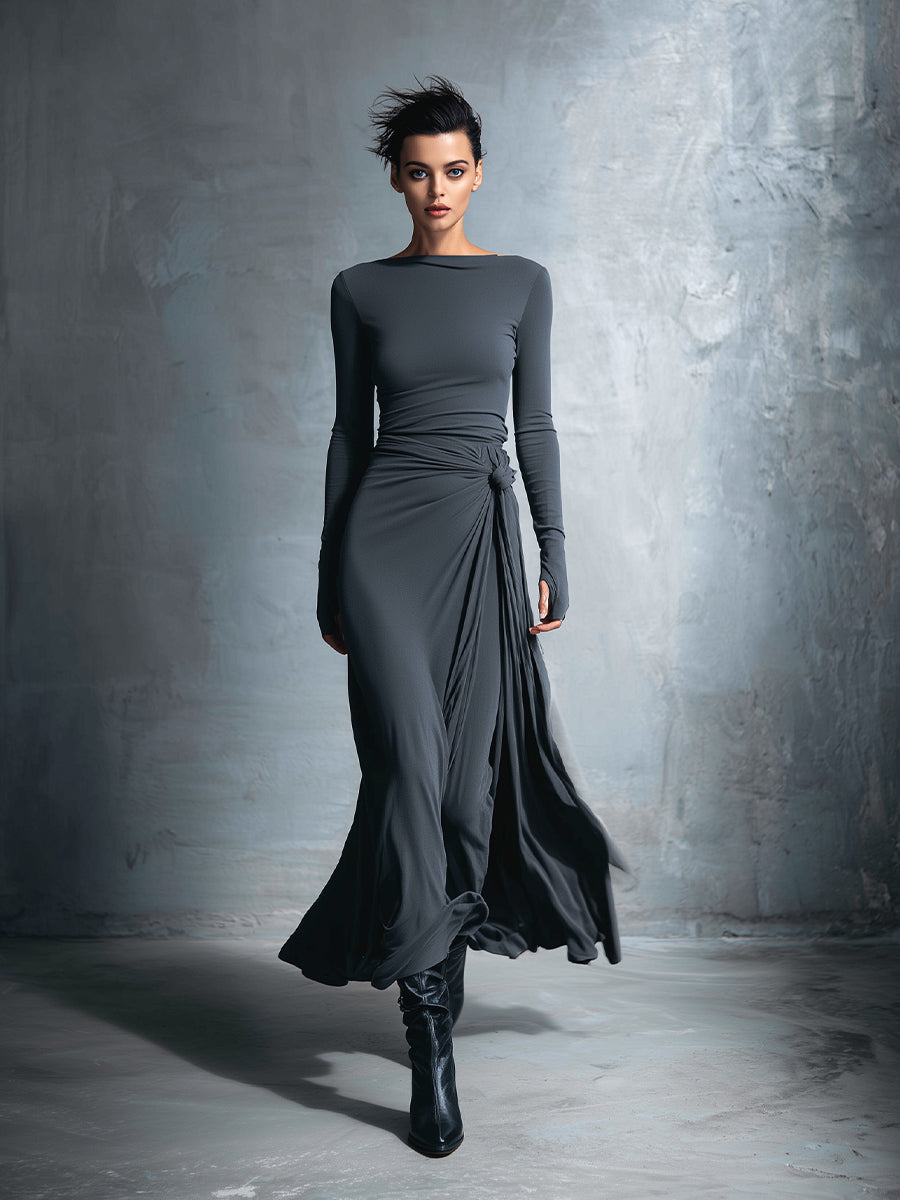 Naiara | Robe maxi à nœud latéral