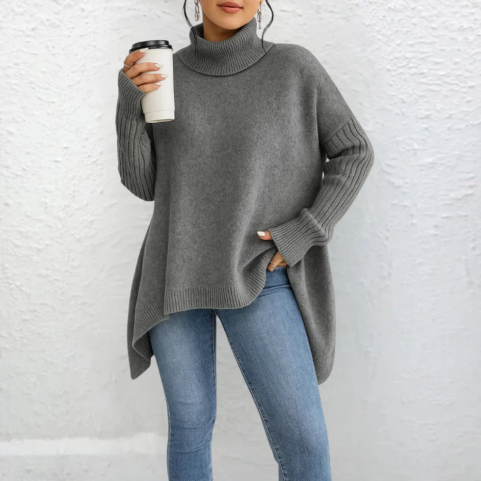 NOLEA High-Neck Loose Sweater – Timeless Elegance