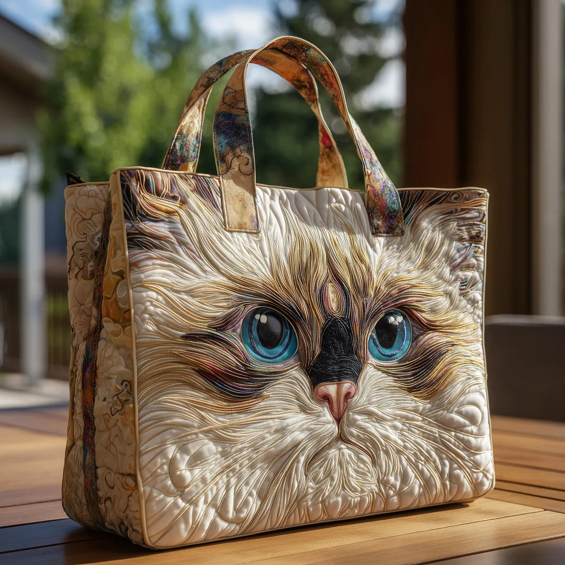 Sac artisanal | Chat blanc aux yeux bleus