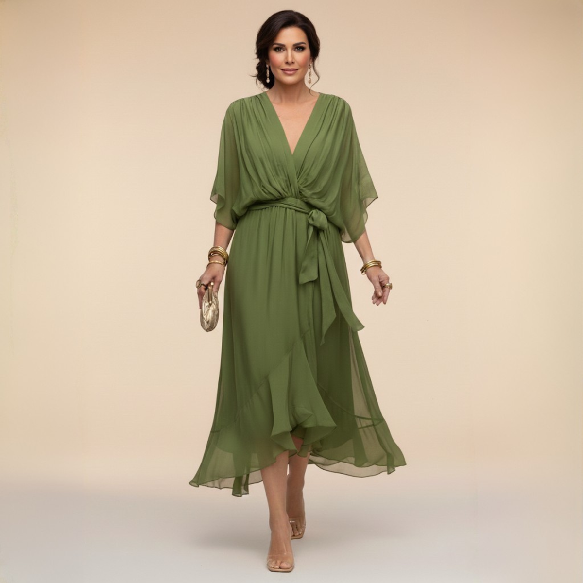 Monica™ Robe Élégante à Col en V