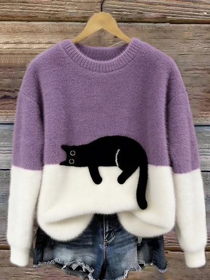 Cristina | Pull Oversize Élégant avec Motif Chat