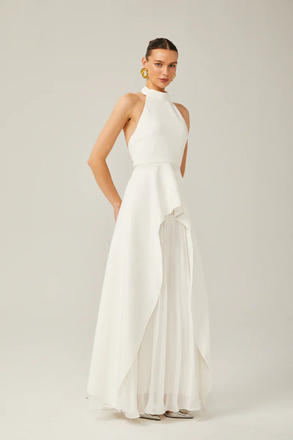 INÉS | Vestido largo de capas con cuello halter