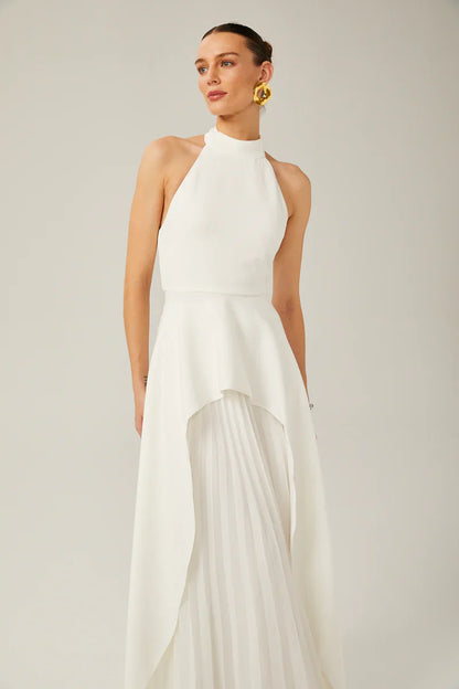 INÉS | Vestido largo de capas con cuello halter