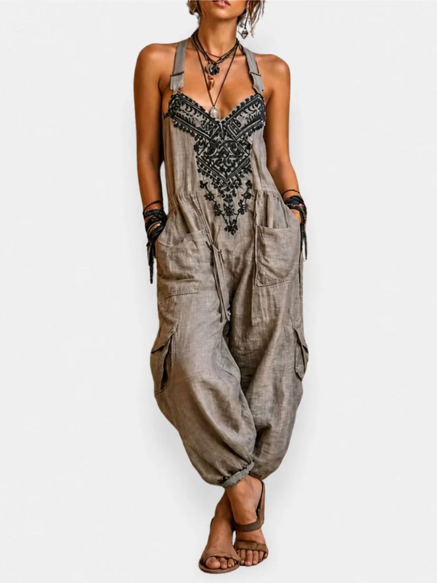 Emma | Salopette boho à poches plaquées
