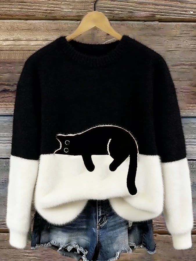 Cristina | Pull Oversize Élégant avec Motif Chat