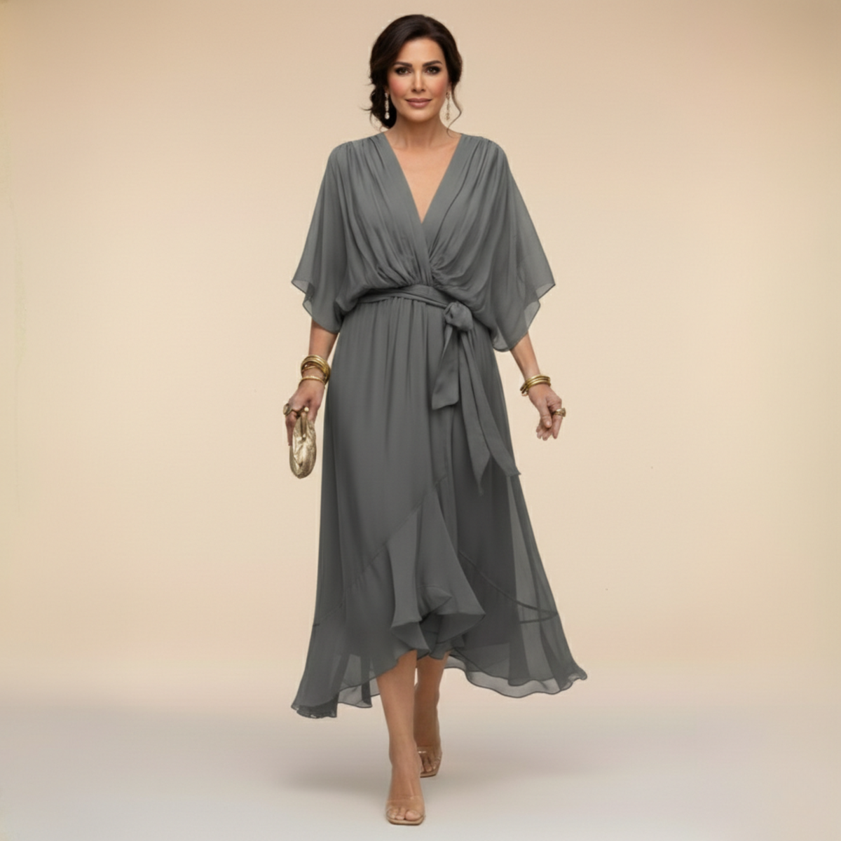 Monica™ Robe Élégante à Col en V