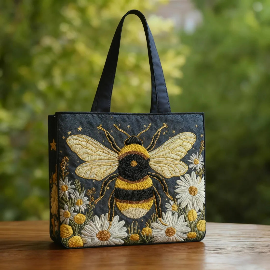 Sac Artisanal | Abeille dans des marguerites et des étoiles