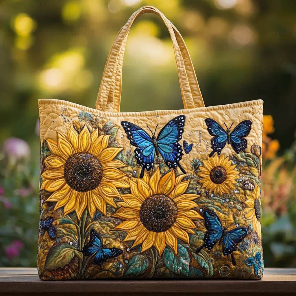 Sac artisanal | Tournesols et papillons bleus