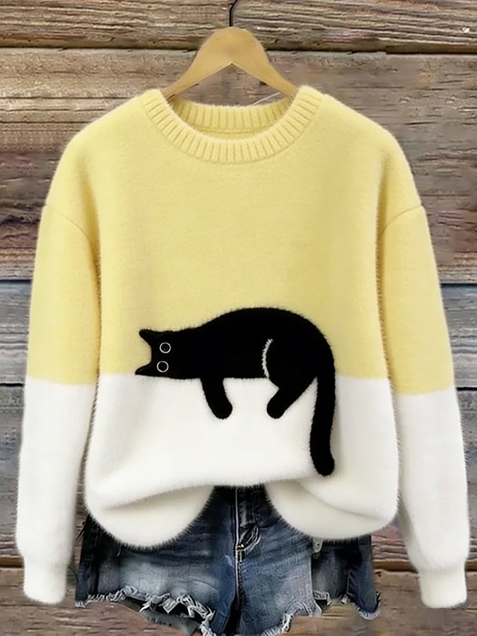 Cristina | Pull Oversize Élégant avec Motif Chat