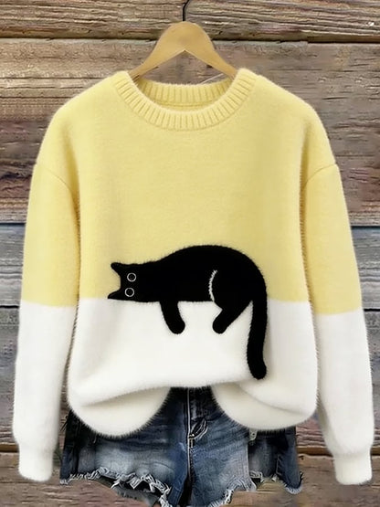 Cristina | Pull Oversize Élégant avec Motif Chat
