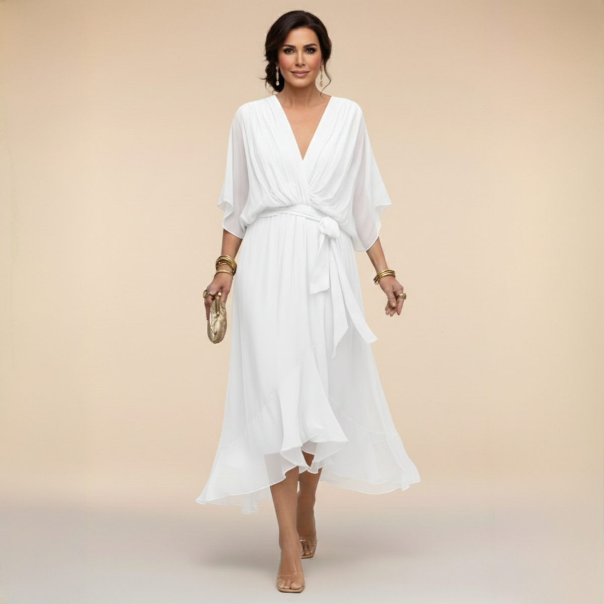 Monica™ Robe Élégante à Col en V