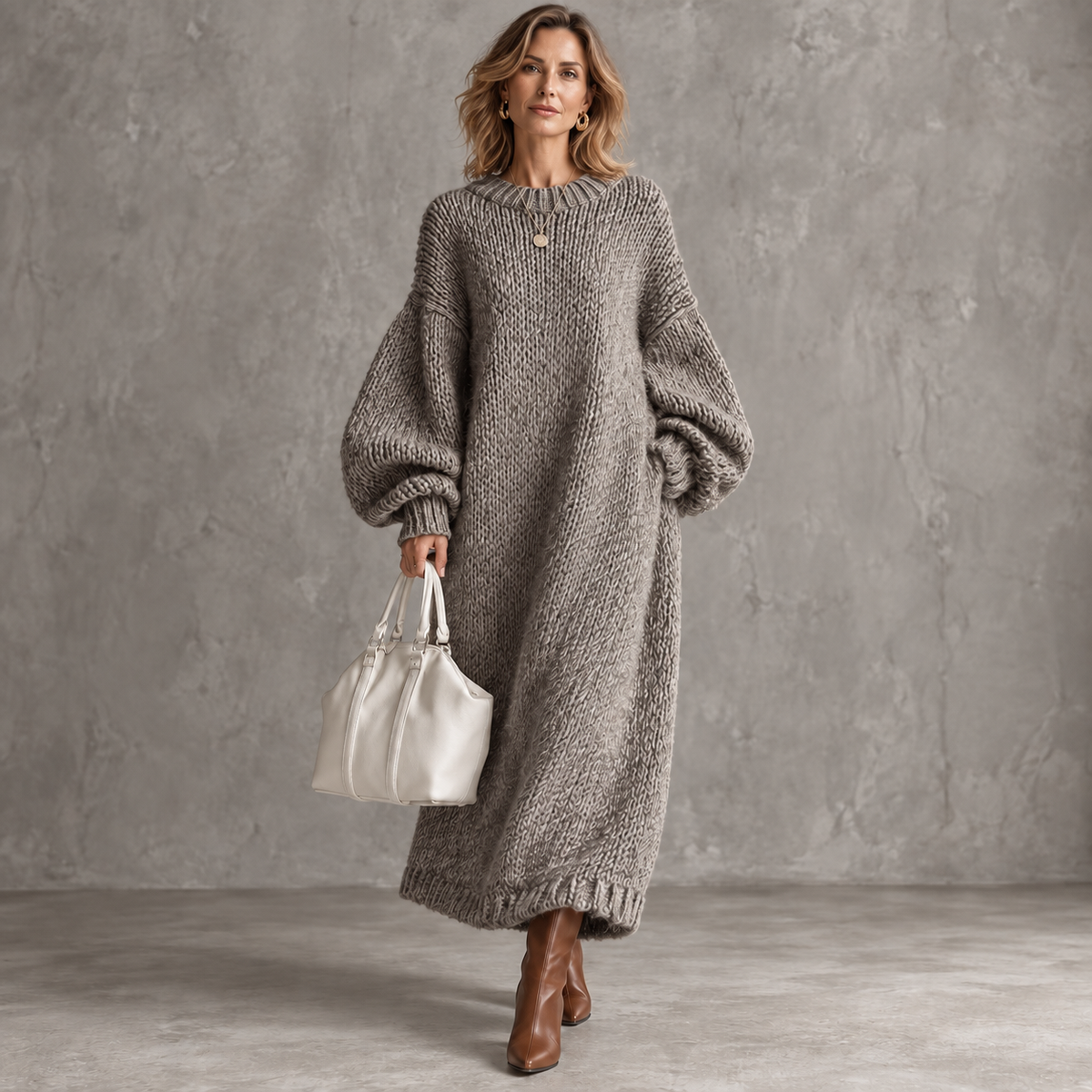 SOHA | Robe Pull Maxi à Manches Ballon