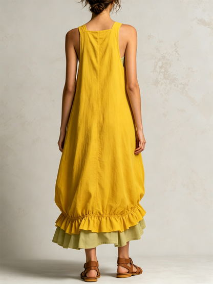 Daniela | Robe midi ballon sans manches à volants