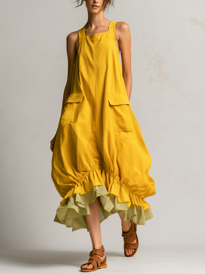 Daniela | Robe midi ballon sans manches à volants