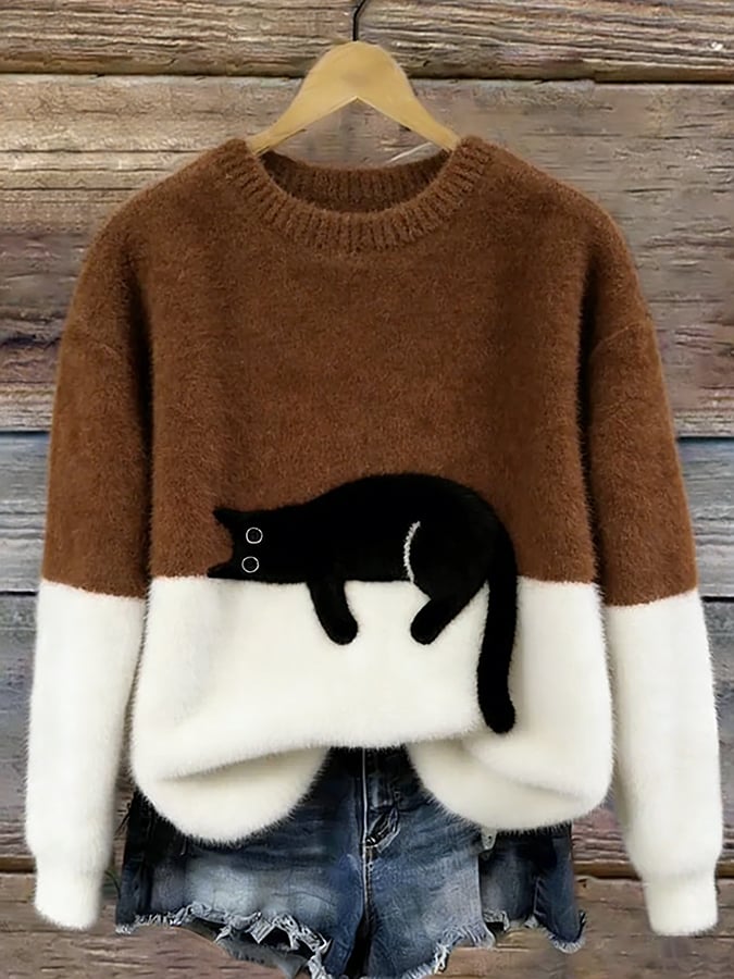 Cristina | Pull Oversize Élégant avec Motif Chat