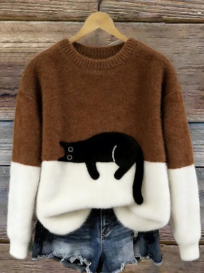 Cristina | Pull Oversize Élégant avec Motif Chat