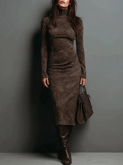Loren | Vestido midi marrón largo
