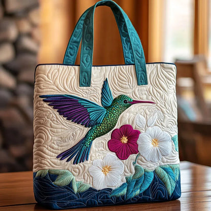 Sac artisanal | colibri et fleur blanche