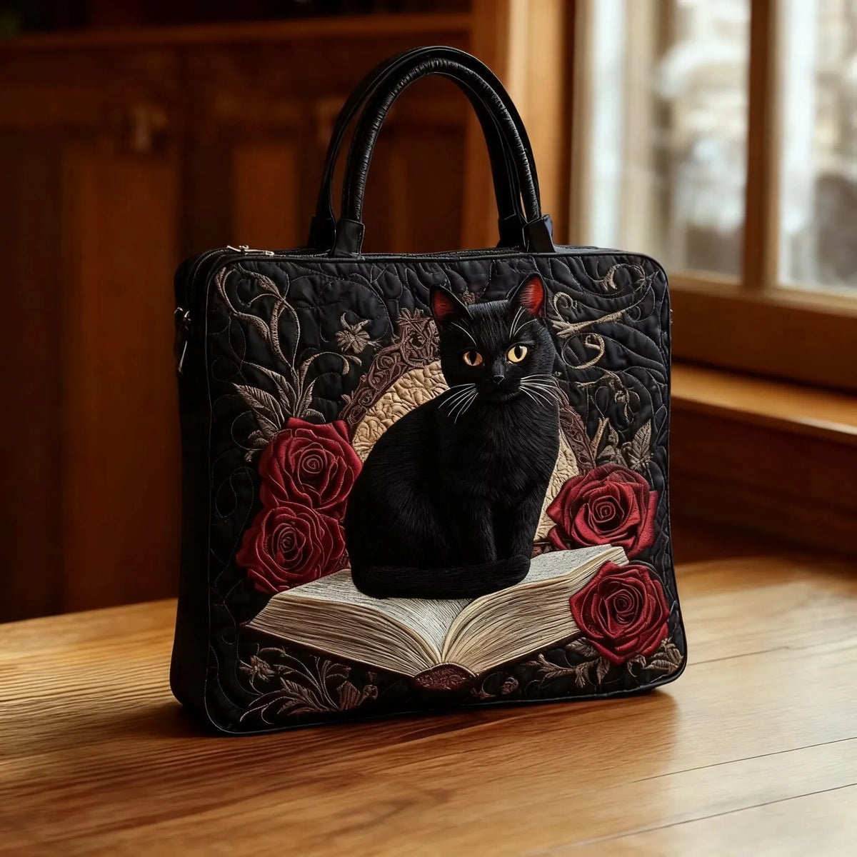 Sac artisanal | Chat noir dans les livres