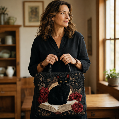 Sac artisanal | Chat noir dans les livres