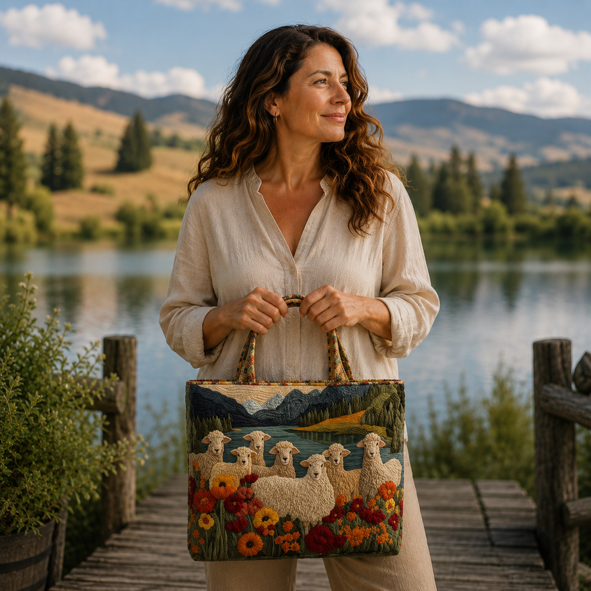 Sac artisanal | Moutons au bord du lac