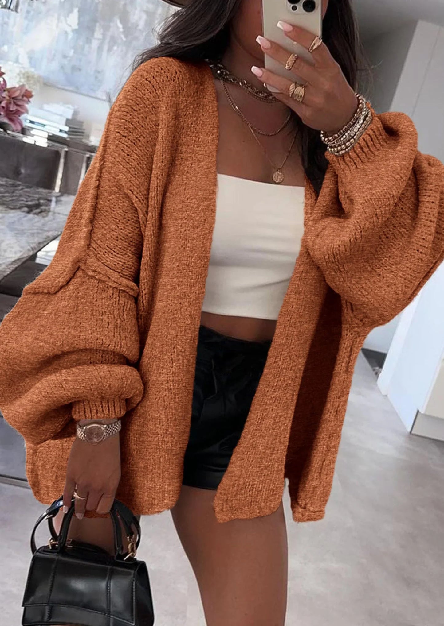 NOLEA Oversized Open-Knit Cardigan