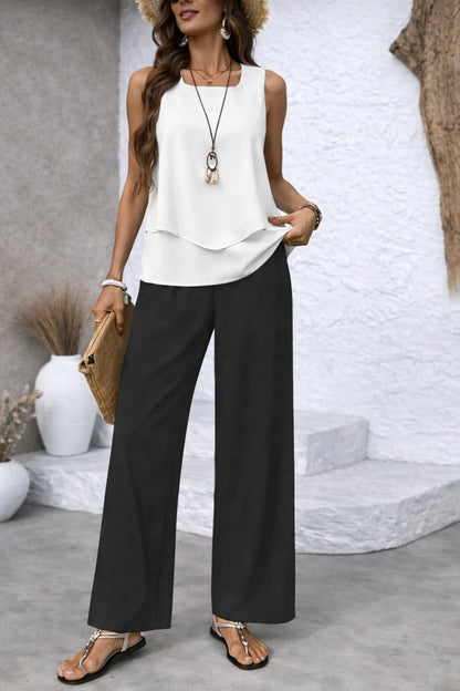 JULIETE | Ensemble 2 pièces  Blouse sans manches et pantalon palazzo