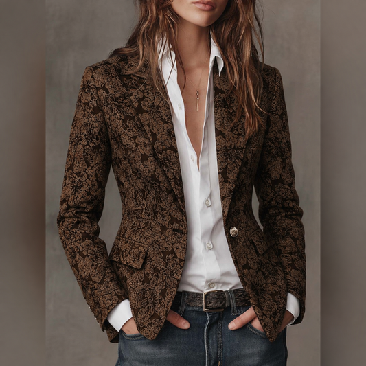Blazer Femme Cintré en Jacquard Paisley