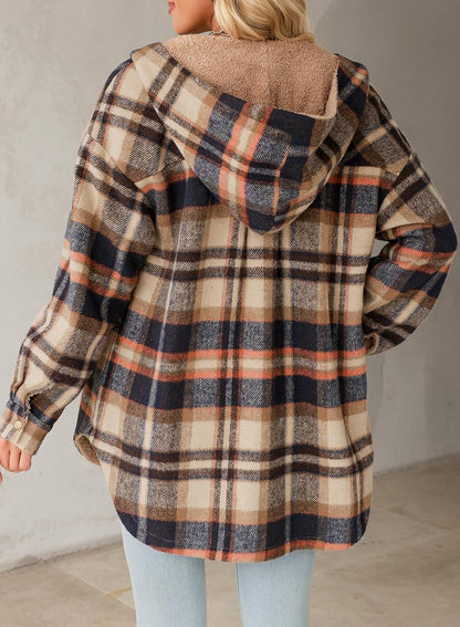 Fuzzy Plaid Hooded Winter Shacket Limited edition 2025
