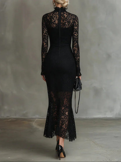 Elisabetta – Vestido largo negro de encaje