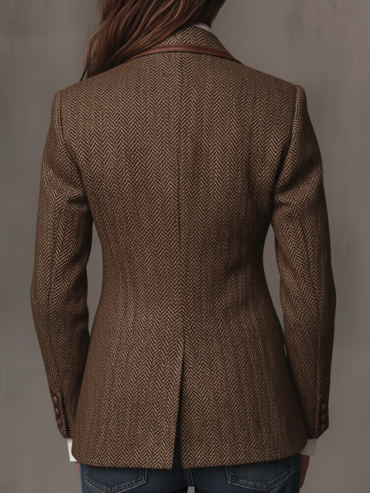 Blazer Femme à Motif Pied-de-Poule avec Panneaux Imprimés