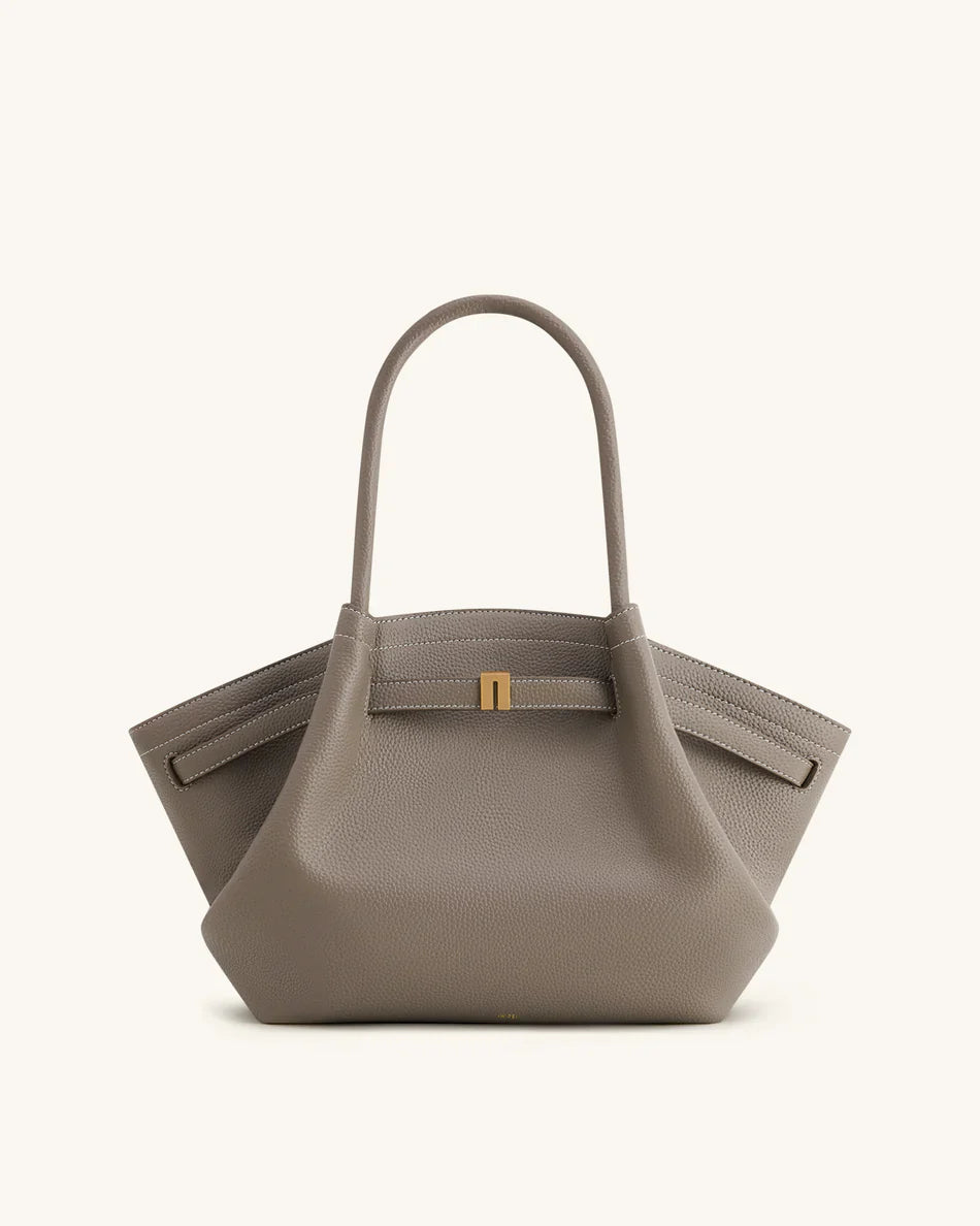 Hana Medium Synthetic Leather Suede Tote Bag – Brown