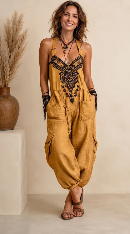 Emma | Salopette boho à poches plaquées