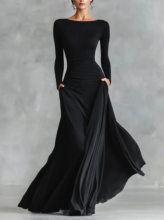 Adele – Maxi negro de crepé