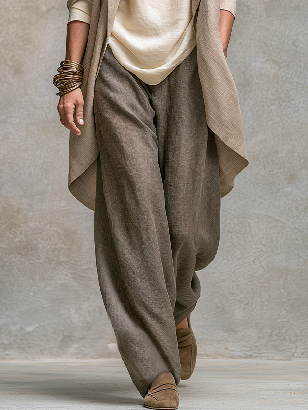 Costanza | Ensemble 3 pièces beige et gris avec pantalon palazzo