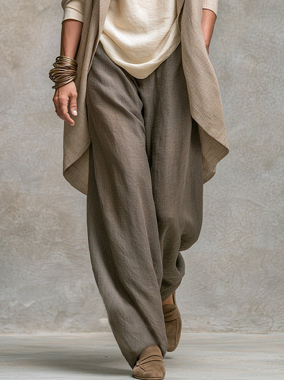 Costanza | Ensemble 3 pièces beige et gris avec pantalon palazzo