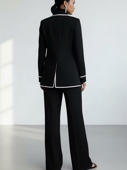 Claudia | Ensemble blazer & pantalon à liseré noir