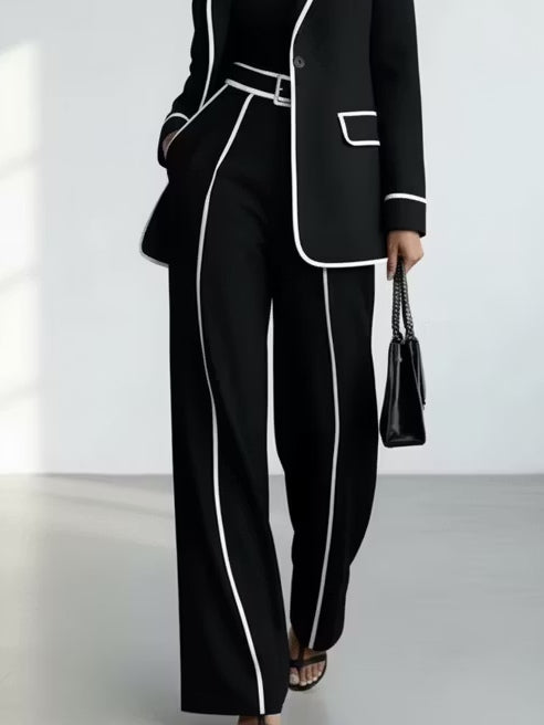 Claudia | Ensemble blazer & pantalon à liseré noir