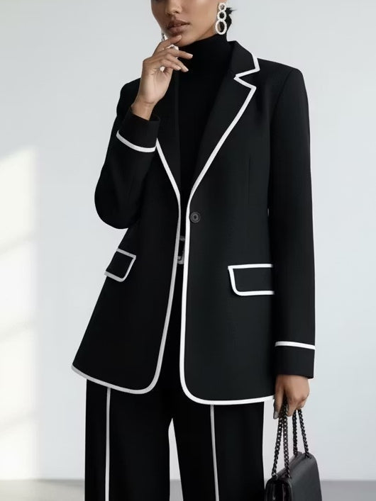 Claudia | Ensemble blazer & pantalon à liseré noir