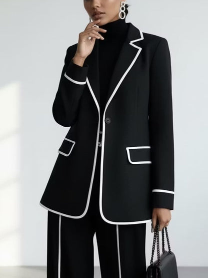 Claudia | Ensemble blazer & pantalon à liseré noir