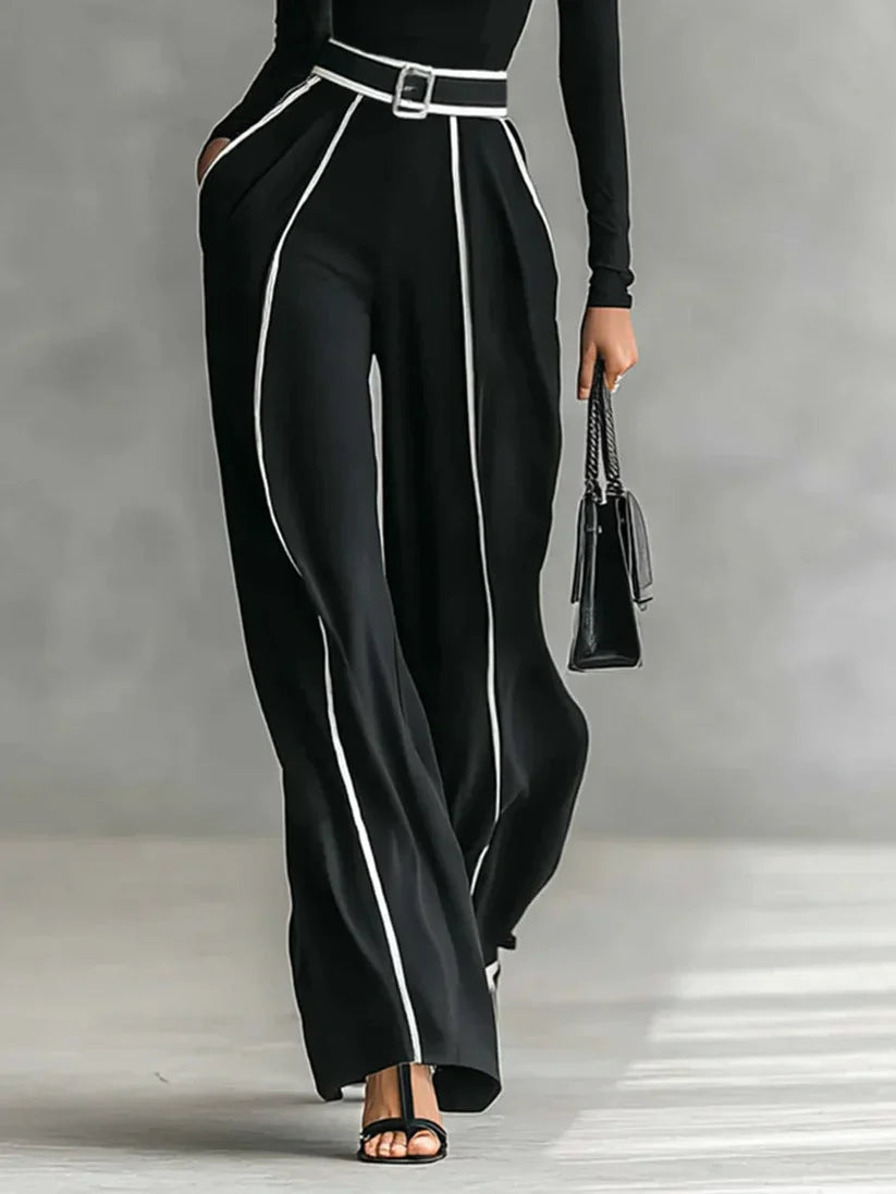 Emma | Conjunto elegante cuello alto y pantalón ancho