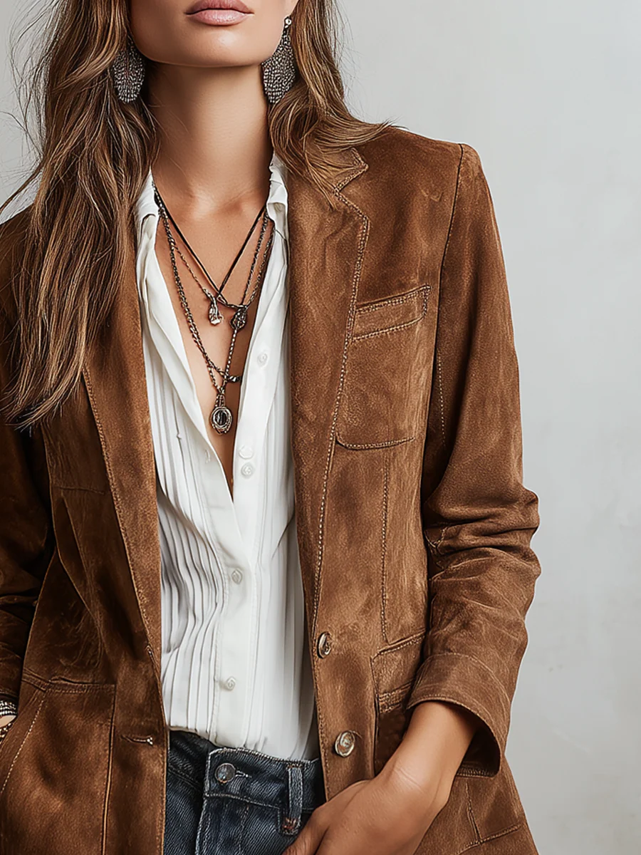 Blazer Femme Vintage Marron