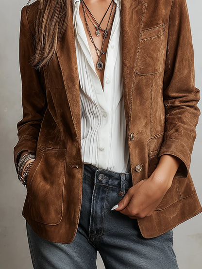 Blazer Femme Vintage Marron